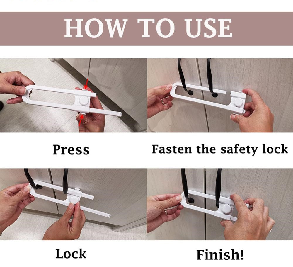 Barnlås för dubbeldörr 4-pack